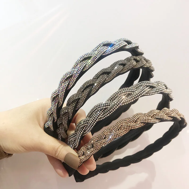 

New Rhinestones Hair Hoop Women Retro Simple Fashion Hair Band Hair Accessories Shiny Full Rhinestone Headbands