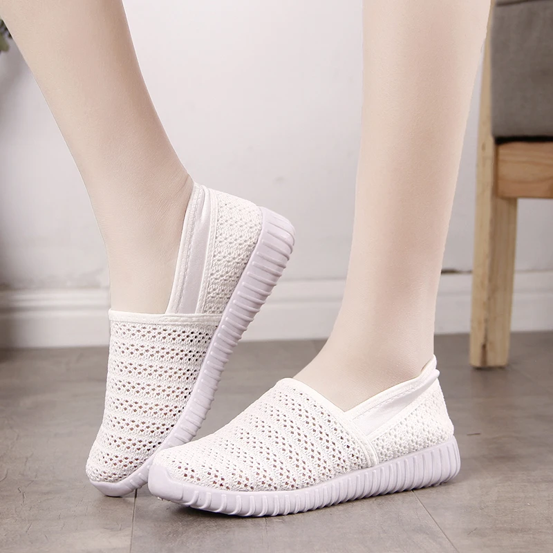 

2021 Summer Women Shoes Knitting Sock Women's Sneakers Slip On Shoes Lightweight Flat Women's Sports Shoes Plus Size Loafers
