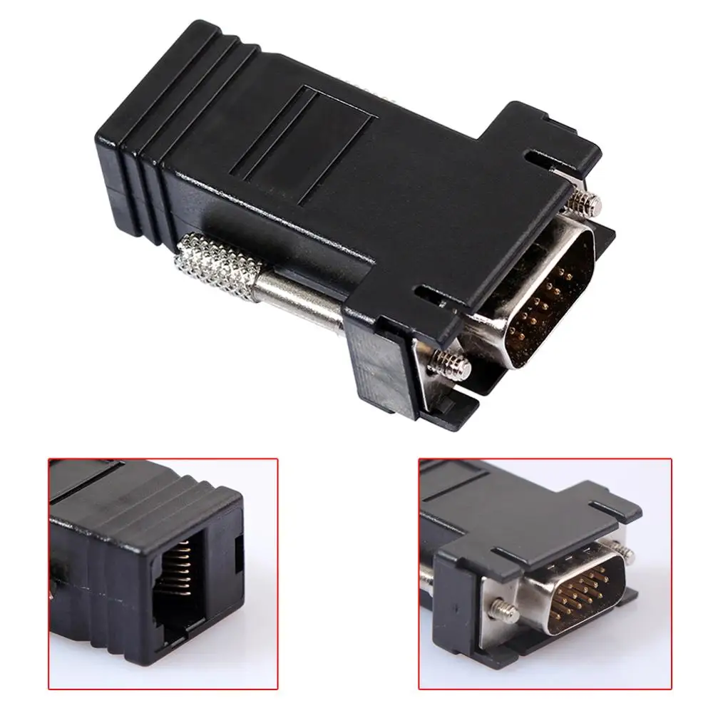 Женский/мужской VGA в RJ45 разъем видео удлинитель конвертер адаптер компьютер/ноутбук аксессуары для настольных ПК Запчасти для Macbook - Цвет: Male