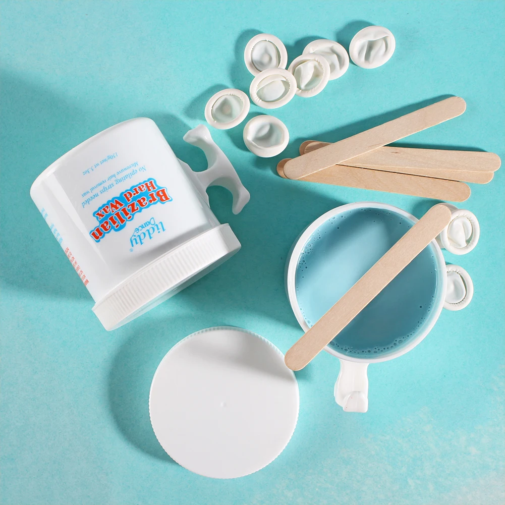 

Microwave Hard Wax Kit No Strip No Bean Depilatory Wax Hair Removal Kit Brazilian Wax for Face Arm Leg Bikini with 5 Sticks