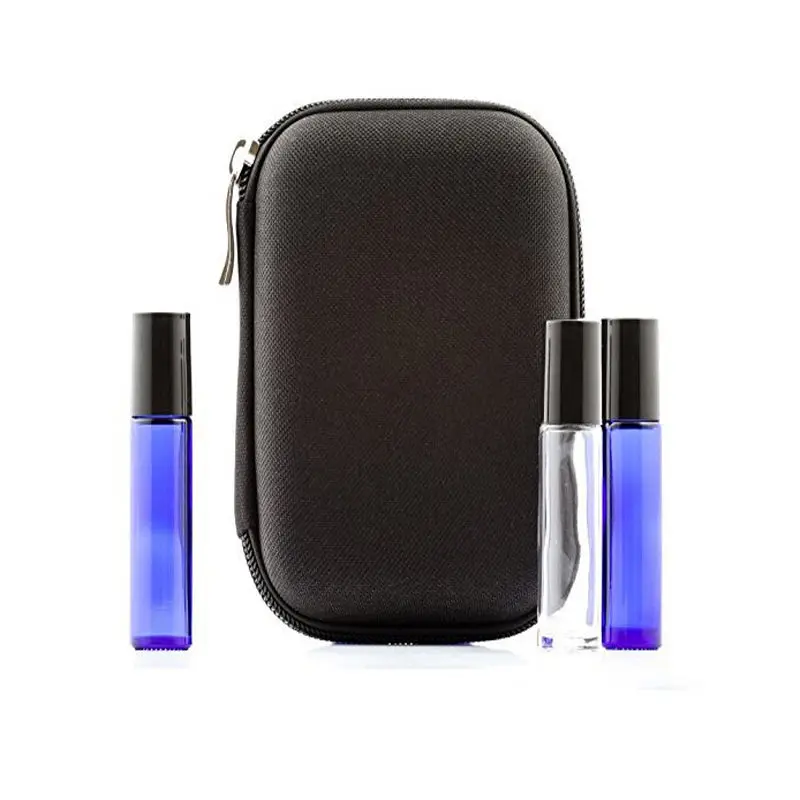 

Essential Oils Bottle Bag 10 Slots Bottle Case Protects Rollers Travel Carrying Storage Organizer Purple/Black Holders