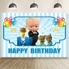 Детский день рождения семейный фон Счастливый маленький босс фото фон детский душ съемка Декор студия фотосессия постер на заказ