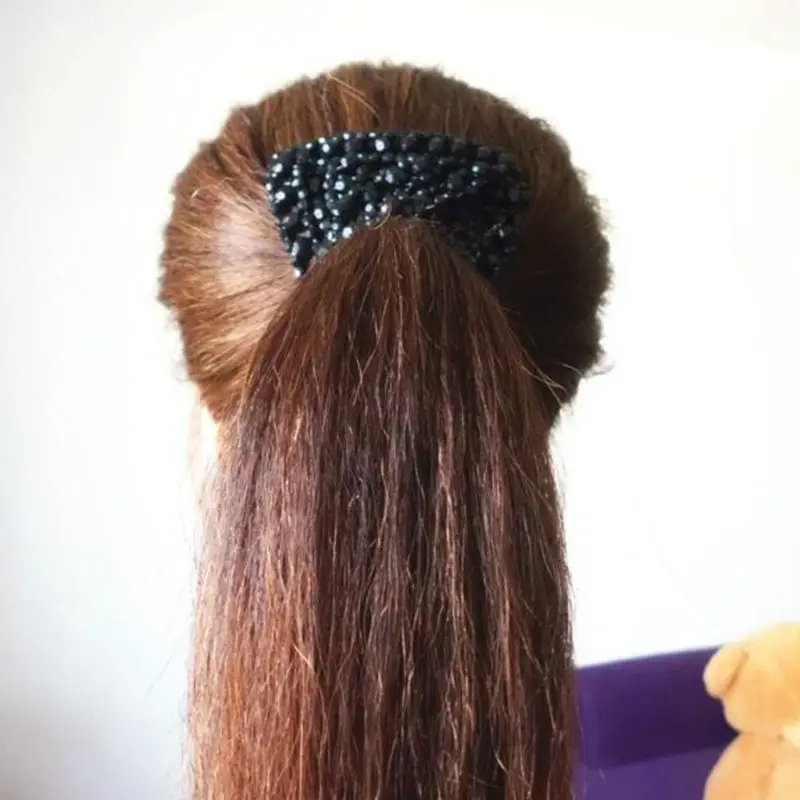 Женский ромбовидный гребень для волос с бусинами растягивающийся двойной зажим