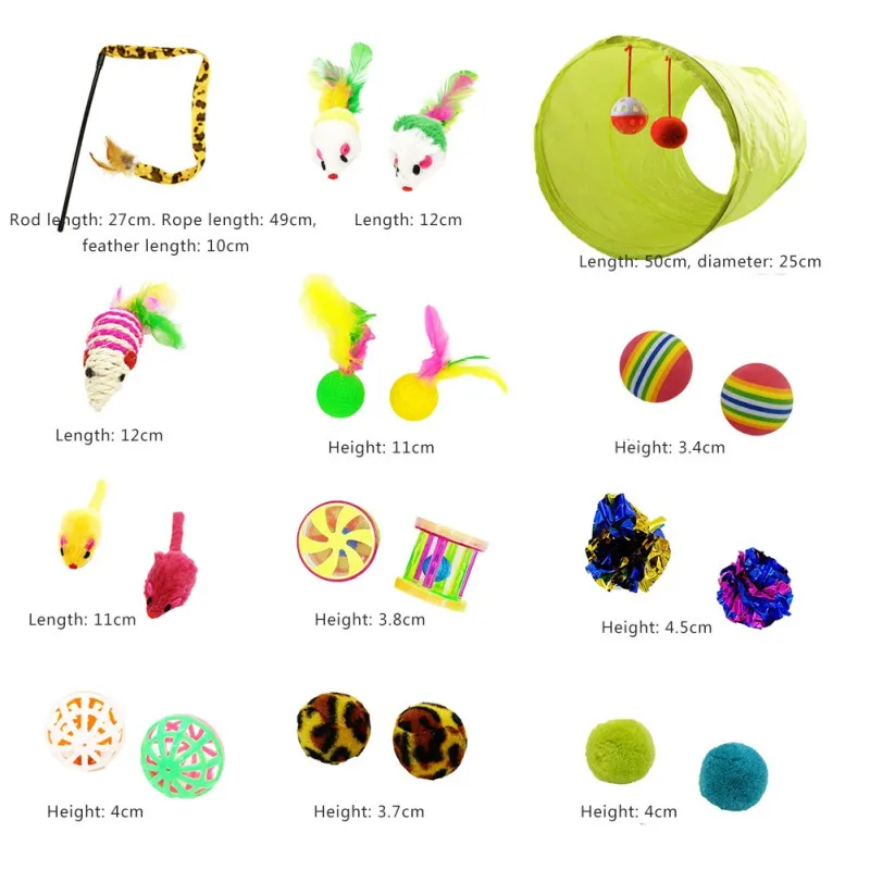 

21Pcs/Set Pet Kit Collapsible Tunnel Cat toy Fun Channel Feather Ball Mice Shape Pet Kitten Dog Cat Interactive Play Supplies