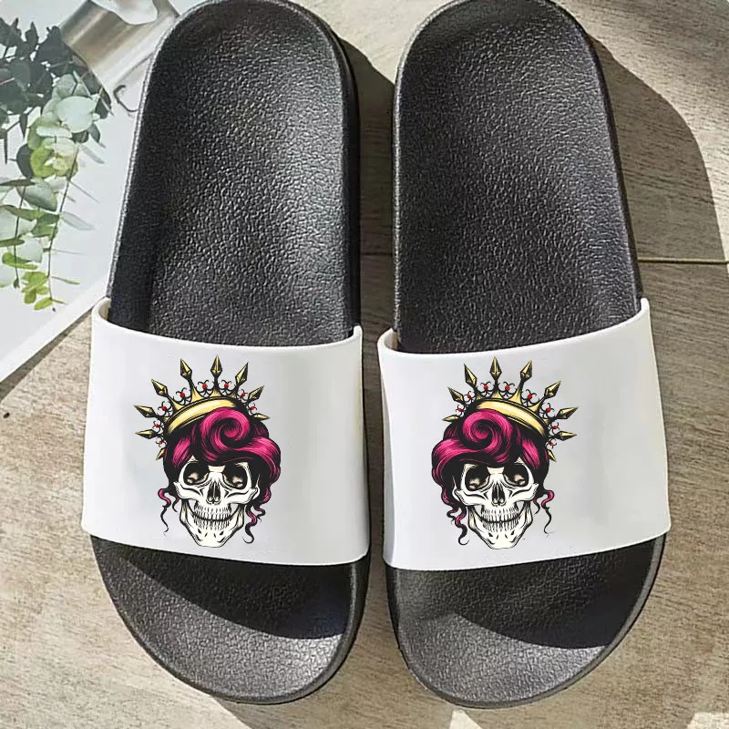 

Fashion Camo Skull Printed slippers Bathroom Women Home Slippers Female Flip Flops Zapatillas Mujer de hombre girl