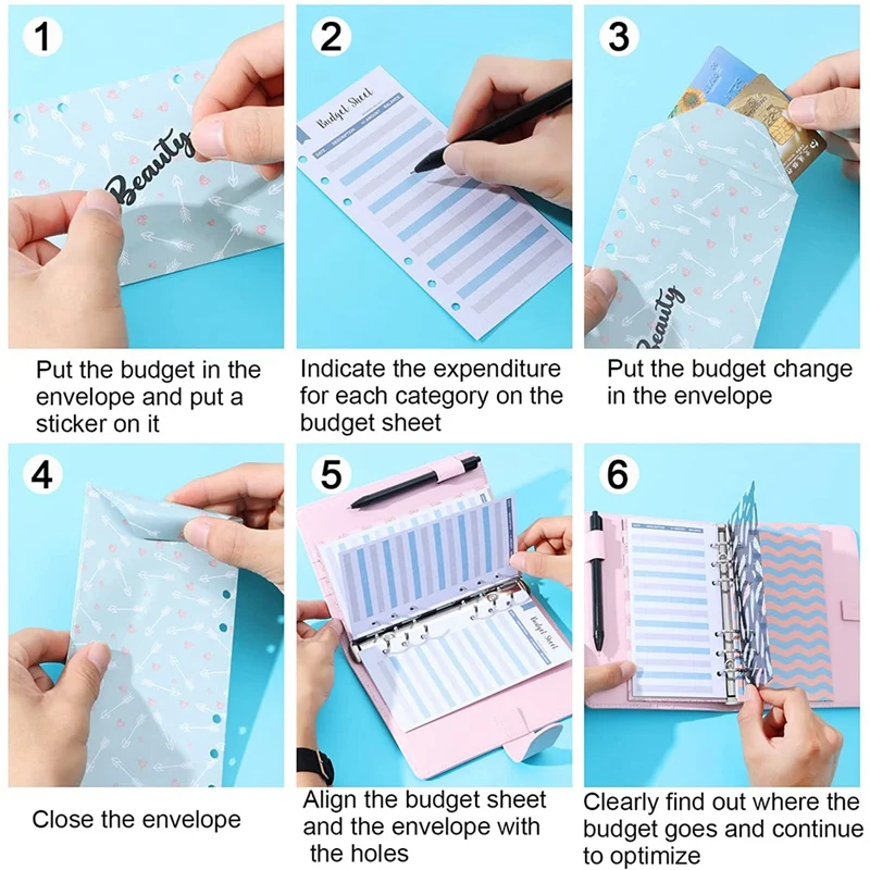 

A6 Budget Binder with Cash Envelopes,for Budgeting, Notebook with Budget Envelope,Budget Sheet,Letter Sticker