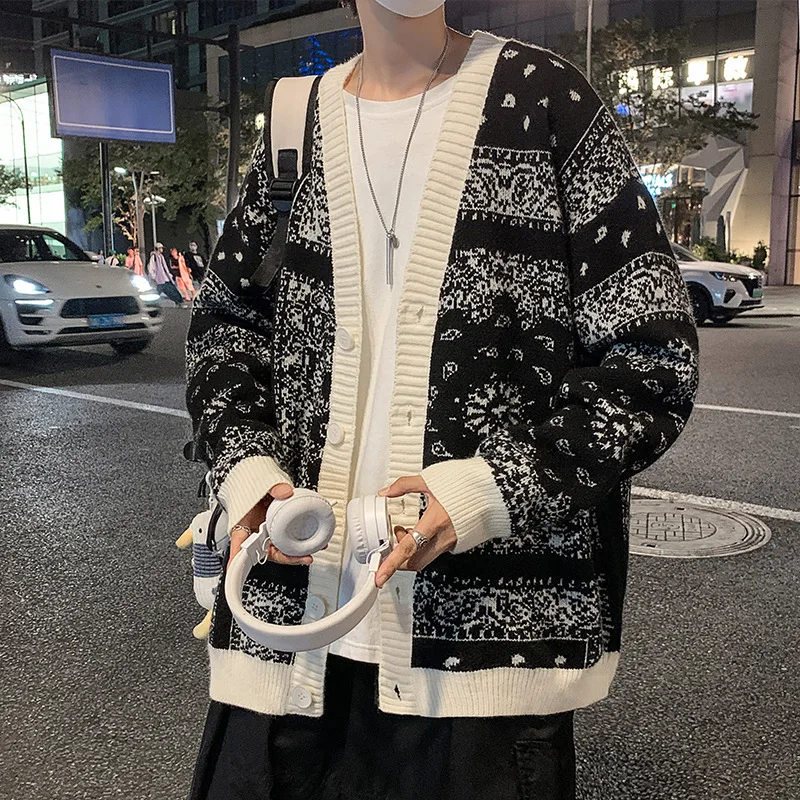 Кардиган в японском стиле мужской свитер зима 2021 классическое зимнее пальто