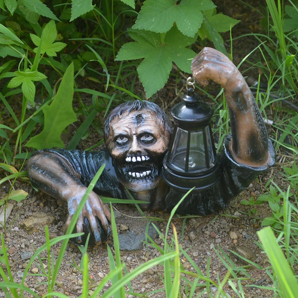 

Zombie and Led lantern resin zombie garden statue horror movie outdoor garden courtyard courtyard lawn garden gnome statue