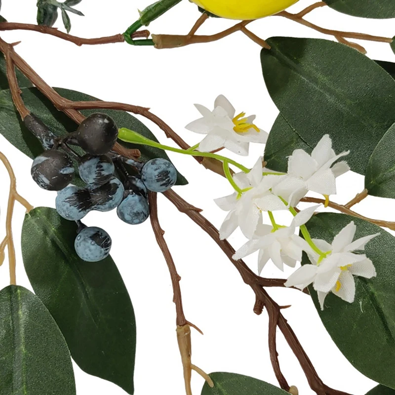 

HOT Spring Vine with Artificial Lemons, Green Leaves, Summer Fall Garland Ivy for Front Door Wall Wedding Home Decor
