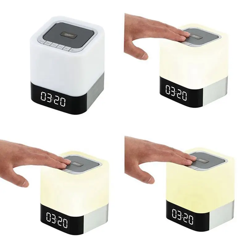 

Clock Bluetooth Speaker,Night Light Bluetooth Speaker,Color Changing Speaker,Touch Sensor Bedside Lamp Dimmable Warm Light,Nig