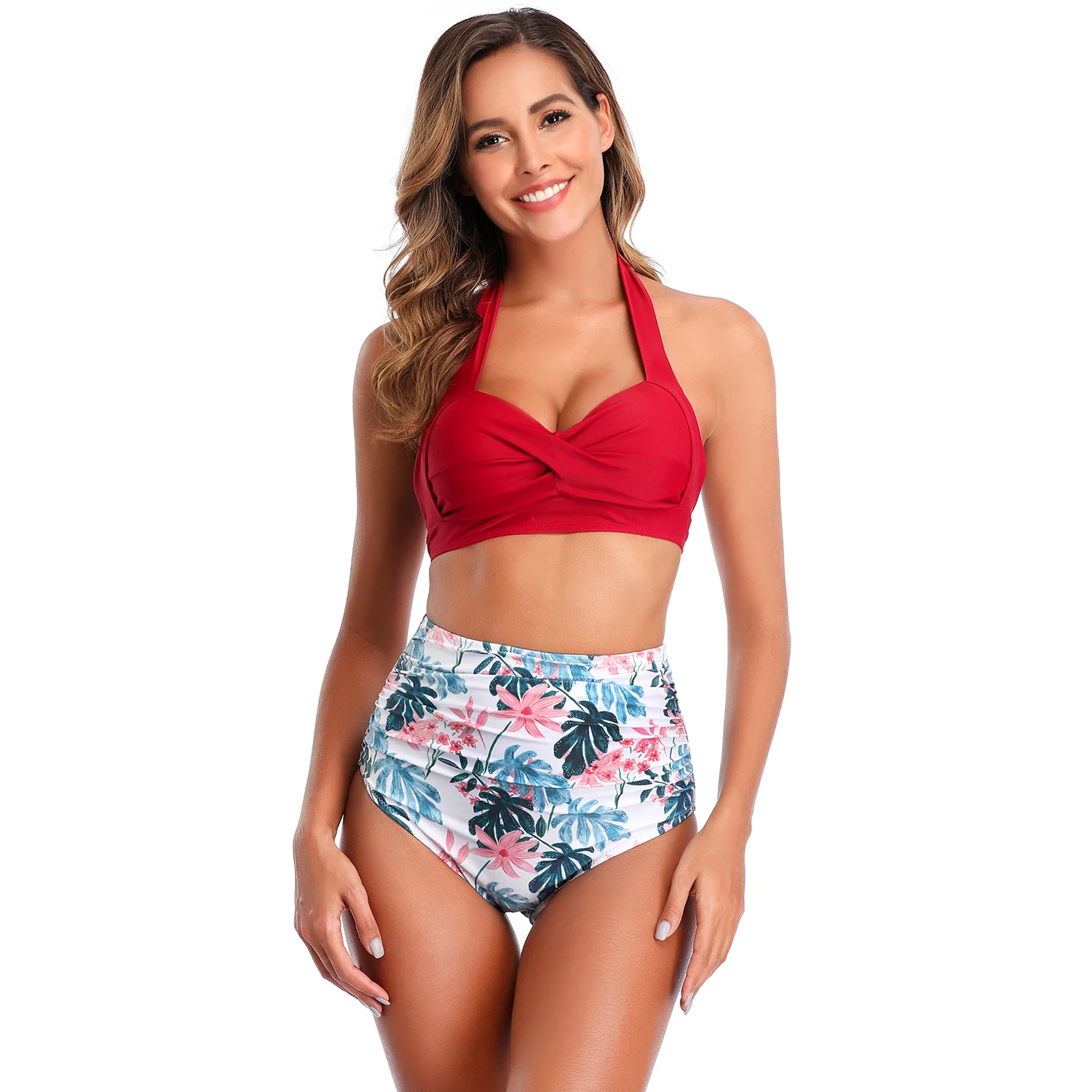 Сексуальное женское бикини в стиле ретро с высокой талией пуш ап женский