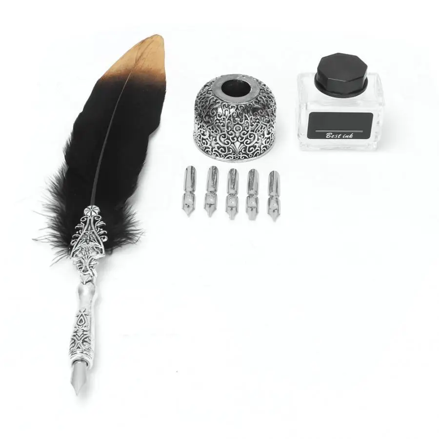 Винтажная Классическая авторучка перо Dip Ручка чернильная бутылка набор с