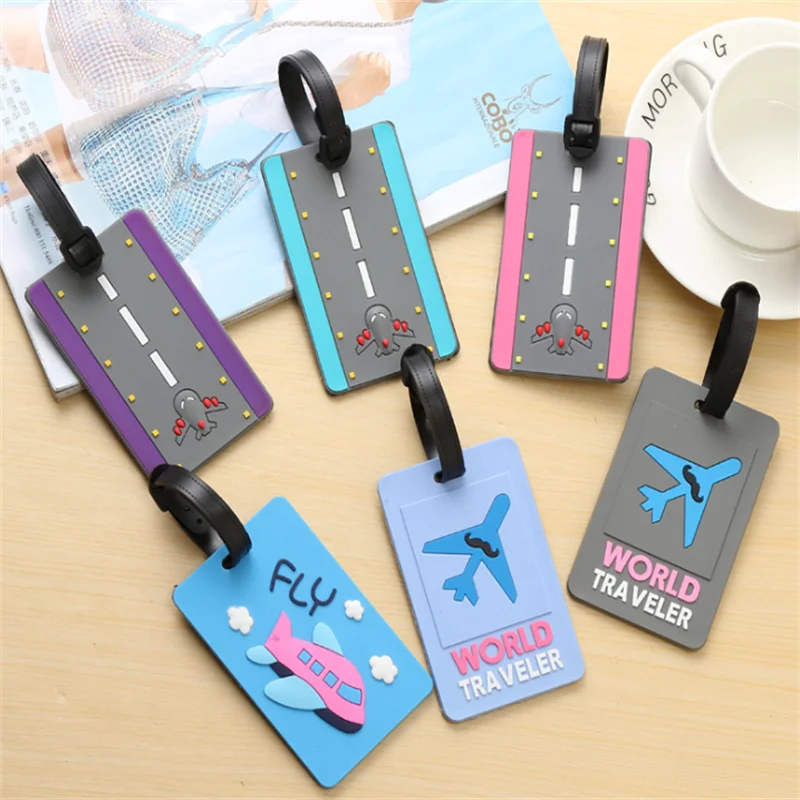 Cartoon Plane Luggage Tag Suitcase Identifier Tag Boarding Pass Cartoon Cute Tag Consignment Card Bus Card Sets