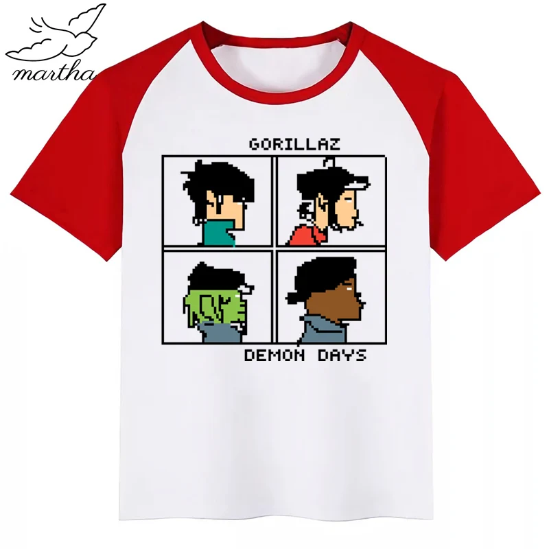Детская футболка Gorillaz для девочек и мальчиков летние топы с мультяшным принтом