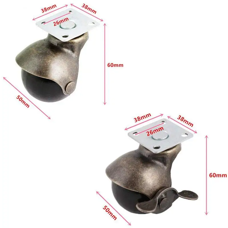 [4 Упак.] шарнир верхняя плита с капюшоном шариковые колесики античная бронза