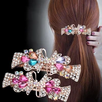 adult korean version of crystal rhinestone flower mother hairpin temperament spring clip wild plate hair top hair accessories