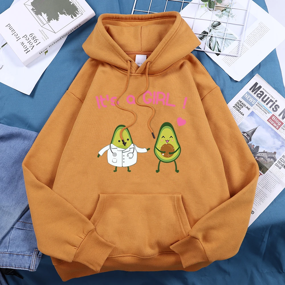 

It's A Girl Avocado Kawaii Comic Print Woman Hoody Hip Hop Oversize Hoodie Harajuku Fleece Hooded 2021 Spring Female Streetwear
