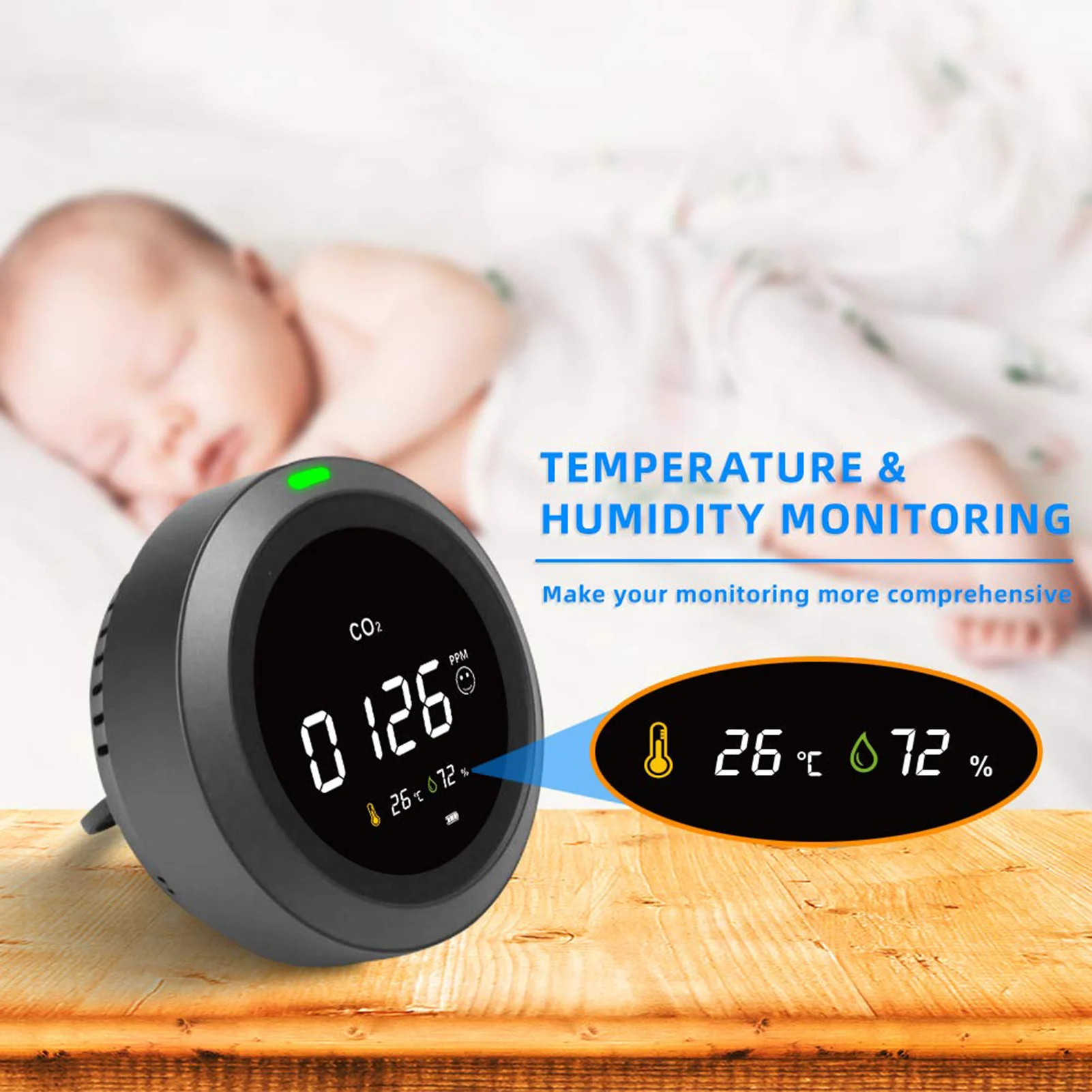 

3 In 1 Smart Temperature And Humidity Detector Sensor Home Air Quality Tester With LCD Screen Display Carbon Dioxide Monitor