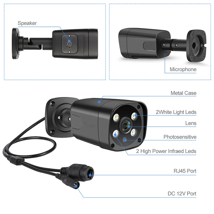 

8Ch 5MP POE Camera Kit H.265 Outdoor Home Security Camera Alarm Voice Surveillance System