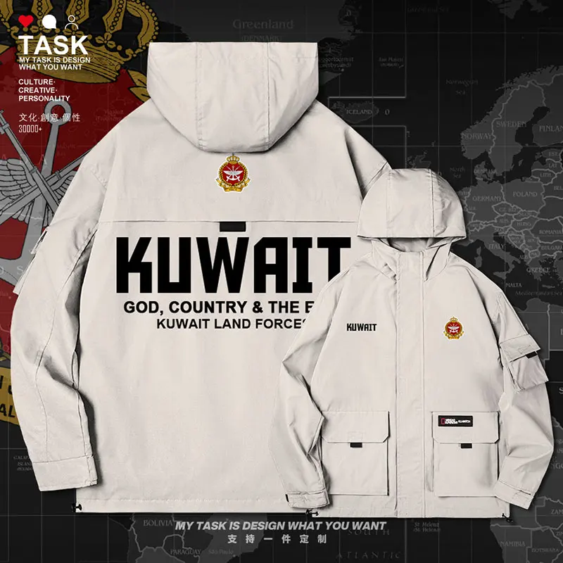 

Куртка Kuwaiti KWT мужская с капюшоном, пальто с длинным рукавом и логотипом Land Force, армейская нация, модная одежда, осень