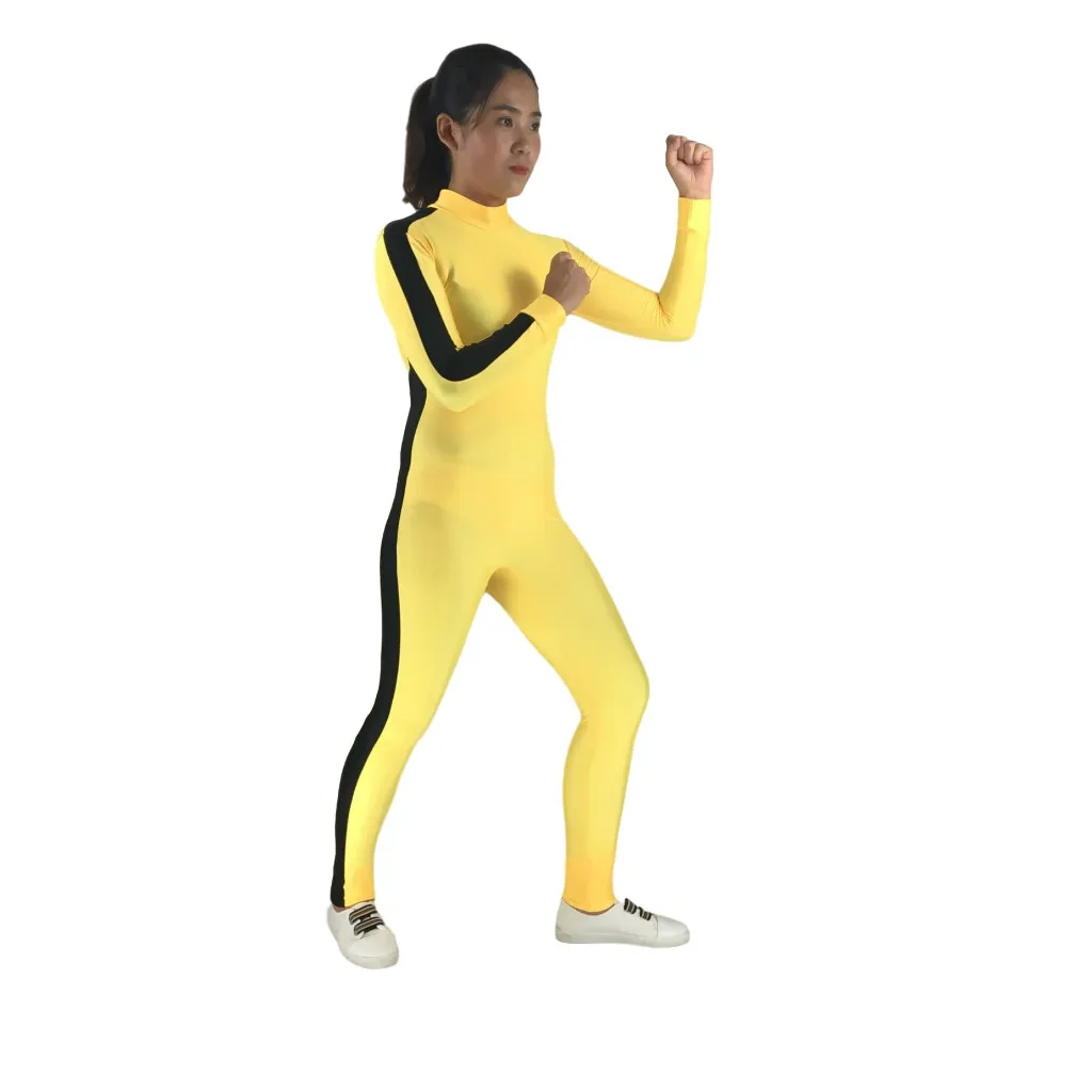 Новый Желтый Брюс Ли Футболка Игра смерти длинный рукав полный костюм кунг фу