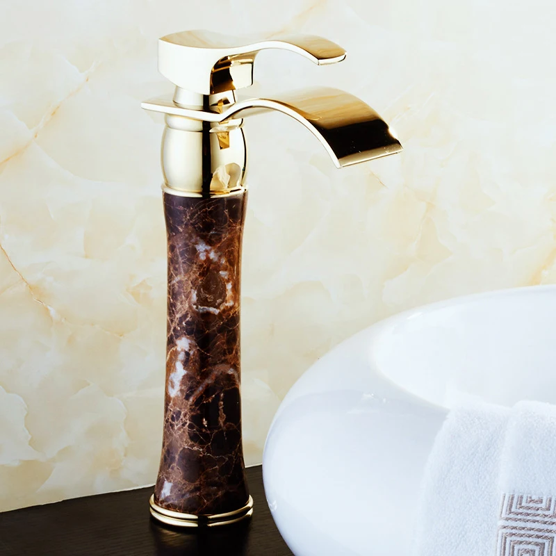 Современные смесители для раковины водопад краны позолоченные роскошные