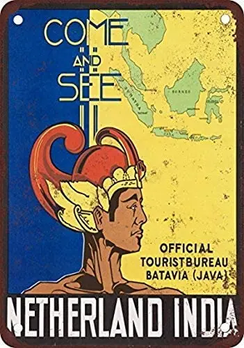 

Металлический жестяной знак Stevenca, Нидерланды, Индия, винтажная репродукция, металлический алюминиевый знак для украшения стен, 8x12 дюймов