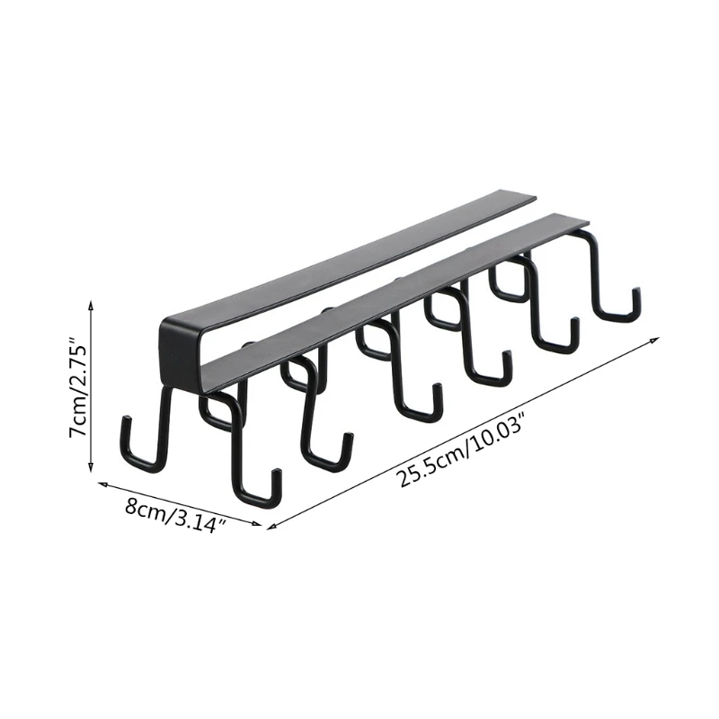 

Kitchen Double-Row Hook Wrought Iron Hanging Cup Holder Household Punch-Free Wall Cabinet Hook Spatula Rack Cup Storage