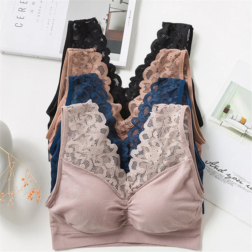 

Sexy V Neck Lace Bras for Women Brassiere Push Up Padded Bra Seamless Comfortable Bralette Soutien Gorge Underwear Plus Size
