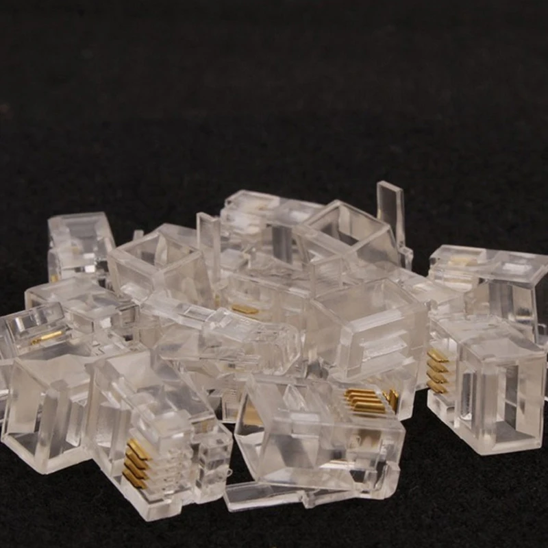 

1000PCS/lot RJ11 6P4C Telephone Internet Modul Plug Jack Connector Crystal Head