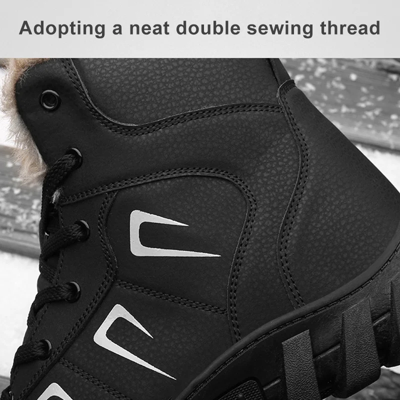 2019 кожаные зимние ботинки с флисовой подкладкой утолщенная Водонепроницаемая
