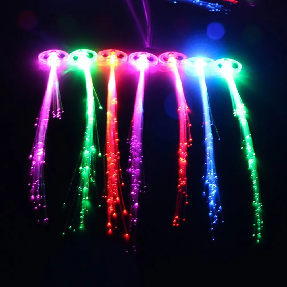 

Glow Blinking Hair Clip Flash LED Braid Show Party Toys Kid Headwear Colorful Luminous Braid Optical Fiber Wire HairpinChristmas