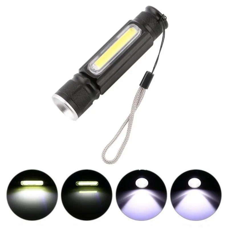 Суперъяркий маленький карманный фонарик с зумом и брелком магнитный