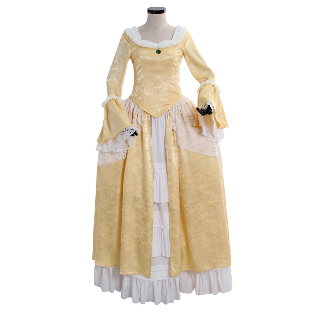18th Marie Antoinette colonial rococo золотой костюм платье Хэллоуин французский корт Рококо