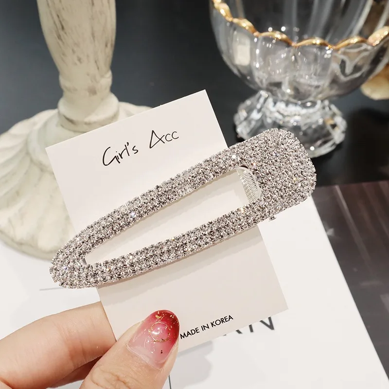 

New Fashion Girls Crystal Hair Clip Snap Barrette Hairpin Bobby Hair Accessories Colorful Rhinestone Crystal Pearl Accessories