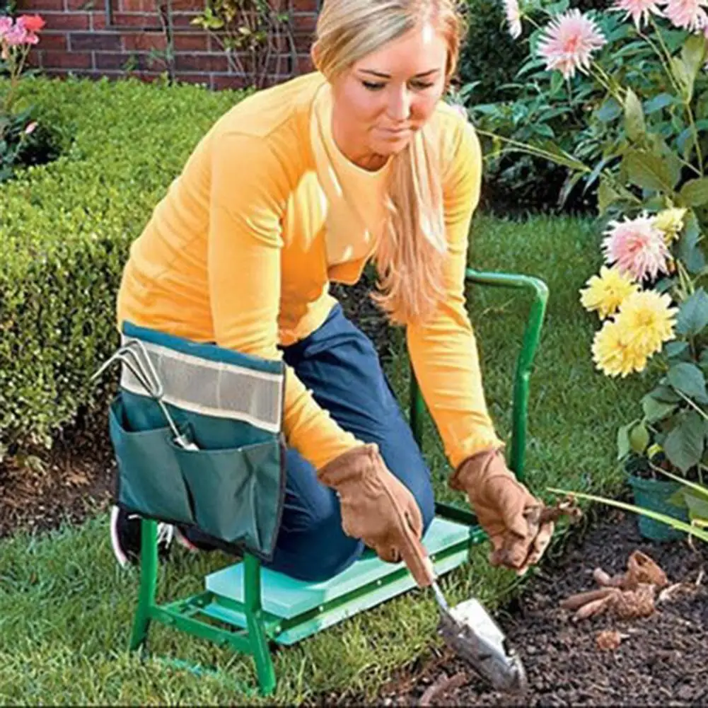

Garden Multi-Functional Bench Kneeler With Handles Folding Stainless Steel Garden Stool With Kneeling Pad Gardening Tools