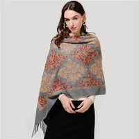 2021 winter women scarf fashion embroidery cashmere scarves shawls lady wraps thick warm pashmina bandana foulard blanket