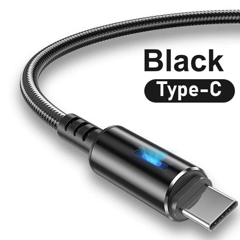 HEZUGOYI 3A LED USB Type C Cable Fast Charging Mobile Phone Charger Android Type-C Data Cord Charge For Xiaomi Samsung S10 | Мобильные