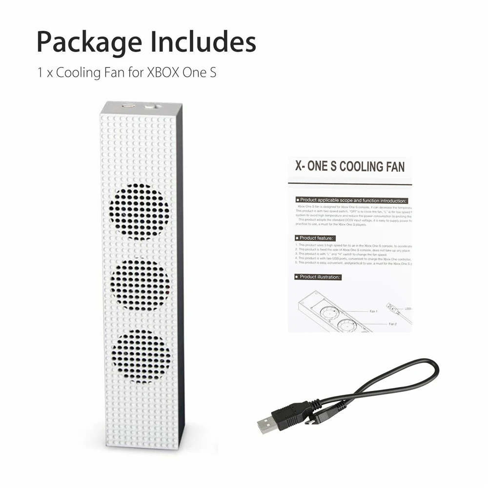 Охлаждающий вентилятор для Xbox One S с 2 портами USB и 3 H/L регулировкой скорости