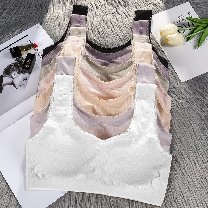 

DINGDNSHOW Sexy Sport Bras Seamless Cotton Thread Wire Free Vest Women Breathable Push Up Underwear Girls