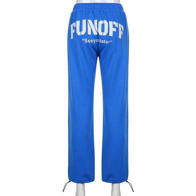 

Rockmore Baggy Wide Leg SweatPants Women Blue Plus Size Joggers Sweat Pants Oversized Streetwear High Waisted Trousers Capris