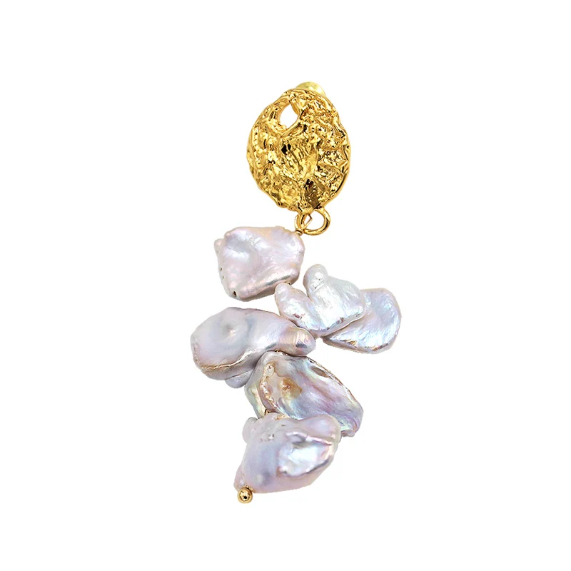 

French Holiday Style Baroque Pearl Earrings Irregular Retro Female Atmosphere High Design Sense Temperament Long Tassel Ears