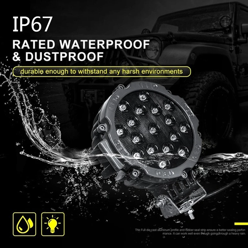 7-дюймовая светодиодная фара рабосветильник света 51 Вт противотуманная дальнего