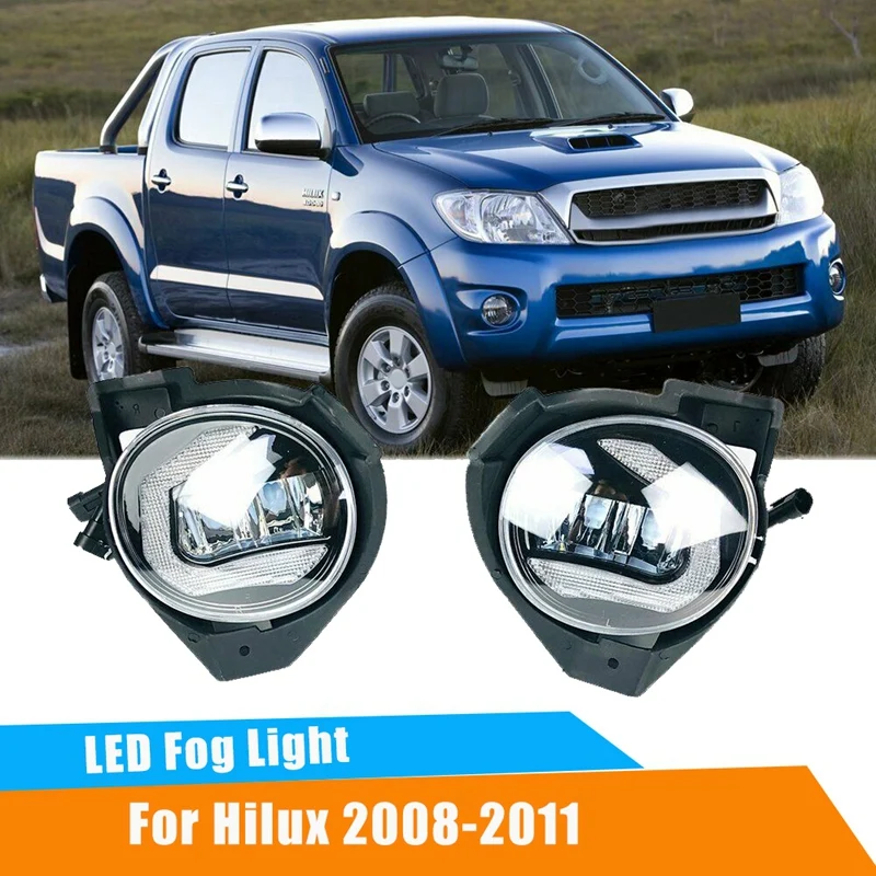 

Для Toyota Hilux 2008-2011 светодиодный передний бампер противотуманные фары s дальняя фара с динамическим поворотным сигналом DRL дневные хосветильн...