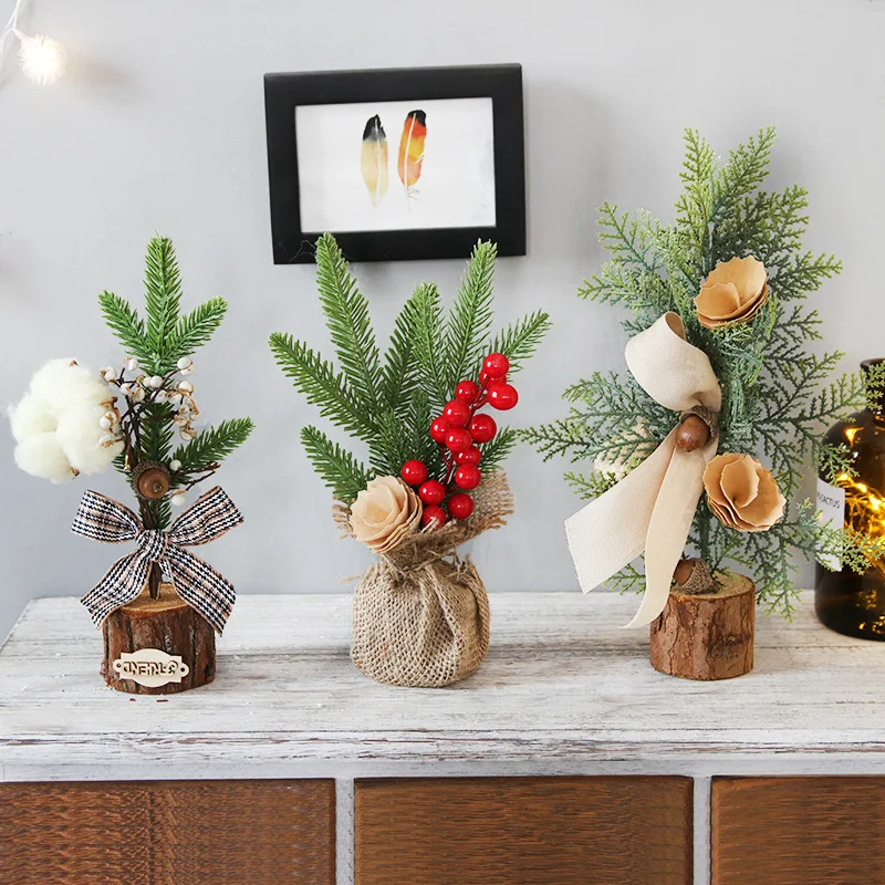 

Christmas Scene Decorations Desktop Window Christmas Tree Mini Potted Decoration Mini Xmas Trees Home Party Ornaments Low Price