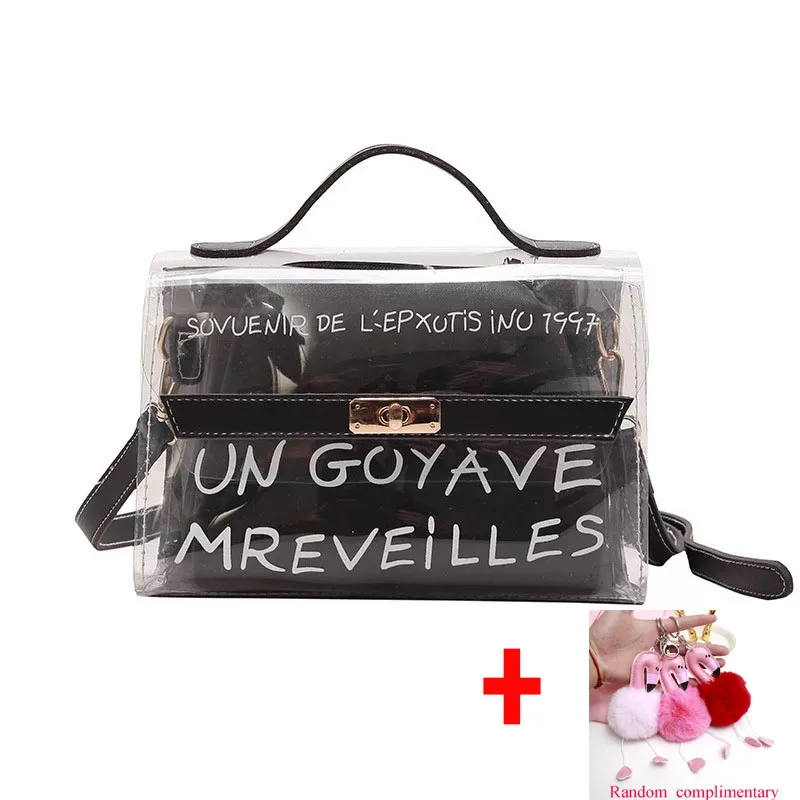 Femme sac прозрачная сумка в форме бочонка оранжевая ПВХ женская прозрачная сумочка твердая мягкая застежка женская сумка на плечо MS Прозрачная женская сумка - Цвет: Black 1