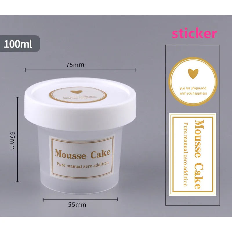 cup lid sticker 10 шт. китайская сетчатая красная коробочка для мороженого, йогурта, пудинга, чашки, вечерние, на день рождения, для мороженого, матовая пластиковая прозрачная чашка с крышкой - Цвет: cup lid sticker