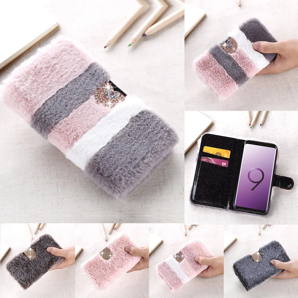 LLZ.COQUE Бумажник Стенд флип чехол для телефона для samsung Note 9 10 5G S10 S10e S9 S8 S7 Plus Edge Магнитный меховой плюшевый чехол