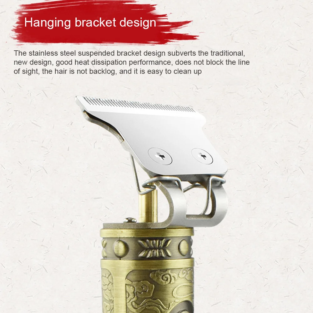 

Men Powerful Grooming T-Blade Close Cutting Bald Head Barber Vintage Cordless Rechargeable Limit Comb Hair Clipper Trimmer