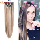 Alileader 2020New 16 на заколках для наращивания волос Омбре синтетические волосы для наращивания на заколках для женщин Синтетические прямые волосы розового фиолетового цвета
